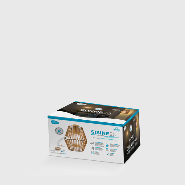 NewGarden SISINE LED kabellose Wandleuchte Naturfaser 25cm dimmbar + Controller Innen & Außen IP54