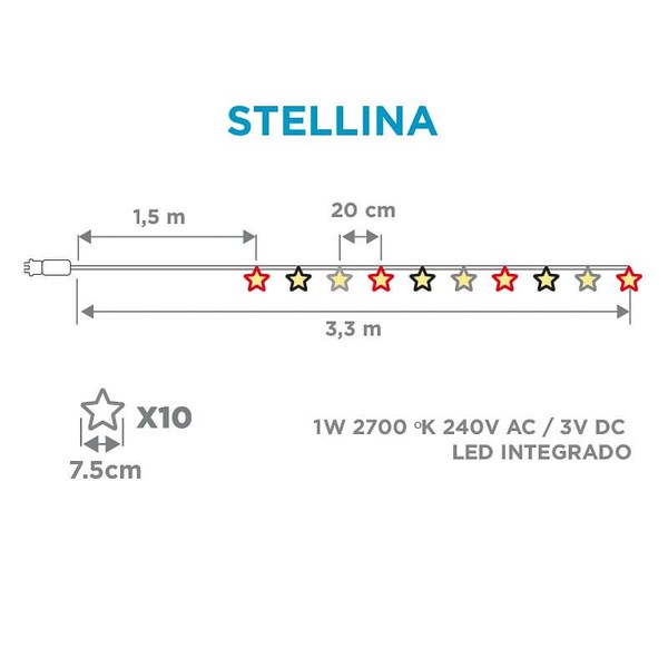 NewGarden STELLINA LED Lichterkette Stern-Design 10x für Steckdose Innen & Außen IP44