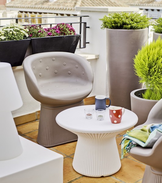 Newgarden BAMBU 90 Blumentopf XXL groß doppelwandig rund, hoch ø40x90cm weiss 16L outdoor