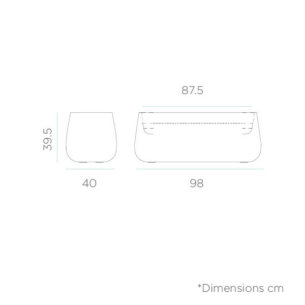 Newgarden CAMELIA Large Blumentopf, Kübel XXL groß Hochbeet 98x39x39cm schwarz 102L außen