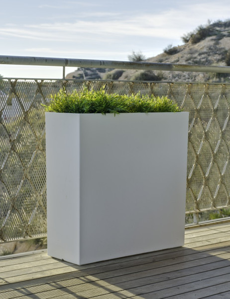 Newgarden JUNCO 80 Übertopf, Kübel XXL groß doppelwandig eckig Hochbeet 80x32x80cm weiss 39L außen