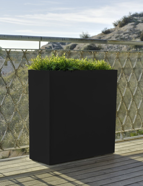 Newgarden JUNCO 80 Pflanzkübel XXL groß doppelwandig eckig Hochbeet 80x32x80cm schwarz 39L außen