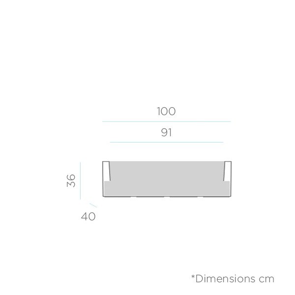 Newgarden JARA 100 Übertopf, Kübel XXL groß eckig 100x40x36cm schwarz 61L outdoor