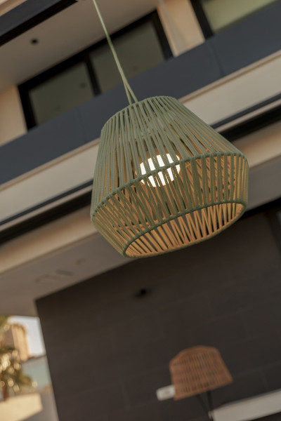 Newgarden Conta 30 Akku Grün Hängeleuchte mit Seil, warmweißes Licht, dimmbar, Fernbedienung ø40x30,5 cm