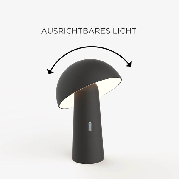NewGarden SHITAKE LED Batterie-Tischlampe kabellos, tragbar, Outdoor dimmbar, schwarz IP44