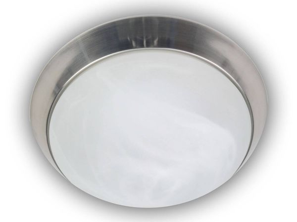 Niermann LED 12W Deckenleuchte Alabaster-Glas, Nickel matt, 35cm, warmweiss, Made in Germany