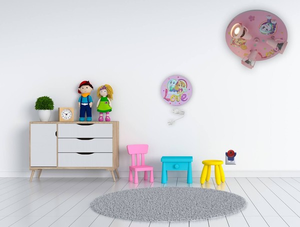 Niermann Paw Patrol Wandleuchte E14 Rosa, Multicolor Made in Germany