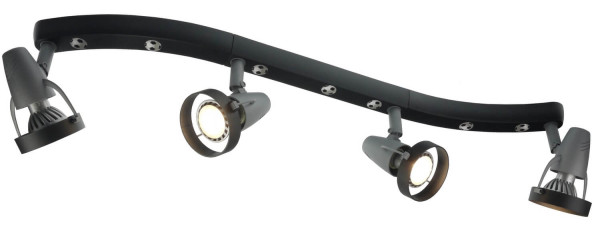 Niermann Fußball Deckenleuchte-Leiste 4fach GU10 Schwarz, Silber Made in Germany