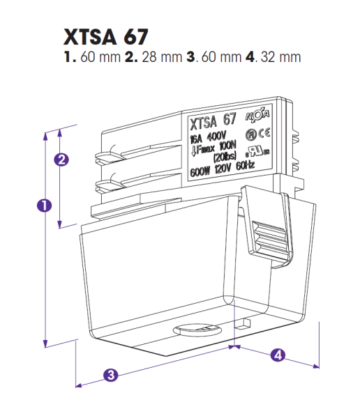 Nordic Global Trac Schutzkontakt Steckdosenadapter XTSA67S-2 schwarz