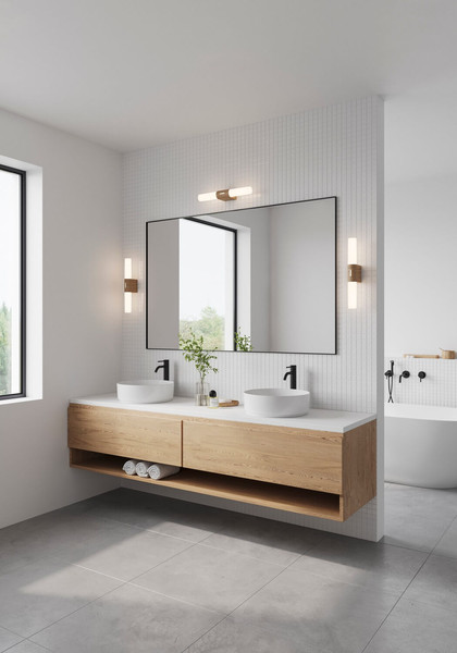 Nordlux 2015311004 HELVA Double Basic LED Wandleuchte 9W Warmweiss Holzfolie IP44