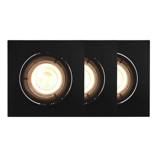 Nordlux Carina Smartlight Einbauleuchte Eckig 3er GU10 4,7W Schwarz Steuerbare Lichtfarbe