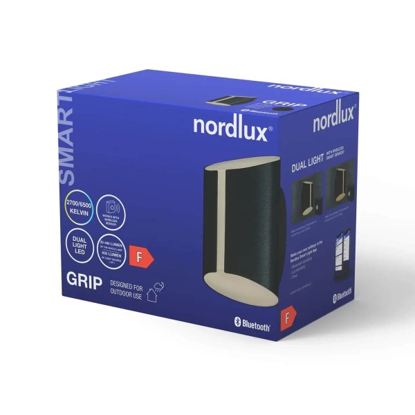 Nordlux Grip Smartlight LED Wandleuchte 9W IP54 Schwarz Steuerbare Lichtfarbe