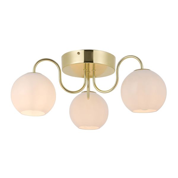 Nordlux Franca Deckenleuchte 3x E14 Glas-Deckenlampe Messing 2312506035