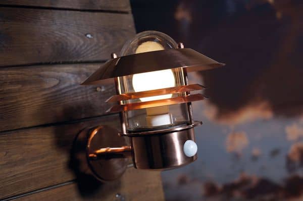 Nordlux 25031030 Blokhus Wandleuchte mit Sensor E27 Kupfer Glas IP54