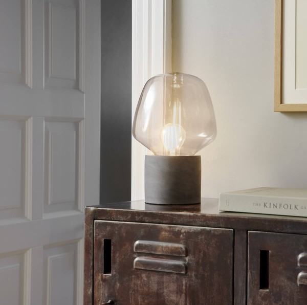 Nordlux Christina Tischleuchte Holz Tischlampe anthrazit-rauch E27 48905050