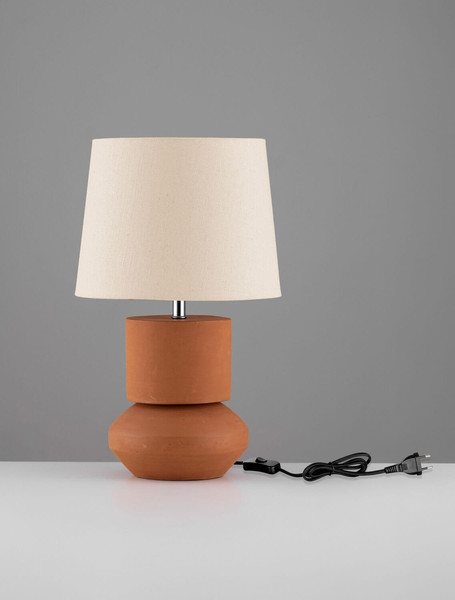 Nova Luce Tischleuchte Izumi E27 Terrakotta Keramik Textil Ø30,5cm 9001060