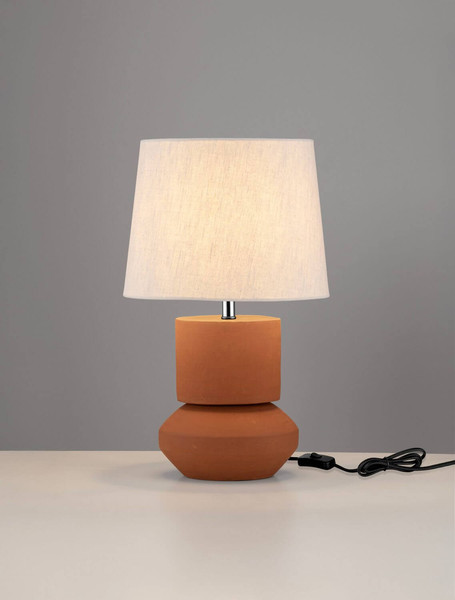 Nova Luce Tischleuchte Izumi E27 Terrakotta Keramik Textil Ø30,5cm 9001060