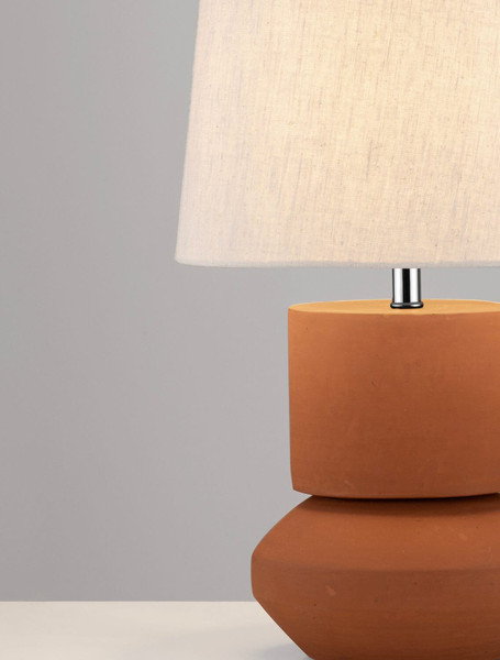 Nova Luce Tischleuchte Izumi E27 Terrakotta Keramik Textil Ø30,5cm 9001060