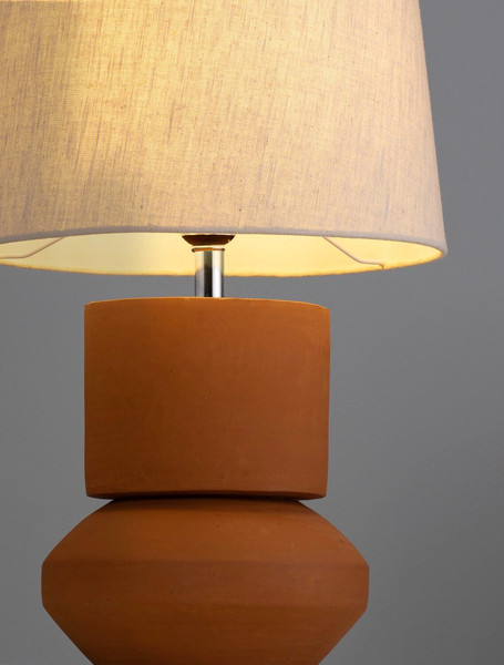 Nova Luce Tischleuchte Izumi E27 Terrakotta Keramik Textil Ø30,5cm 9001060