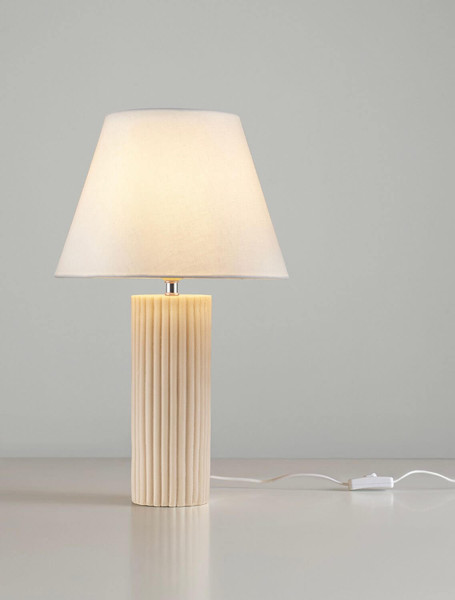 Nova Luce Tischleuchte Bacco E27 Beige Textil Stein Ø30cm 9001062
