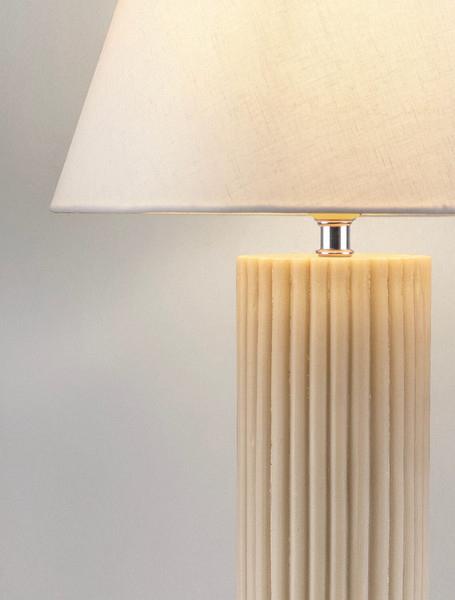Nova Luce Tischleuchte Bacco E27 Beige Textil Stein Ø30cm 9001062