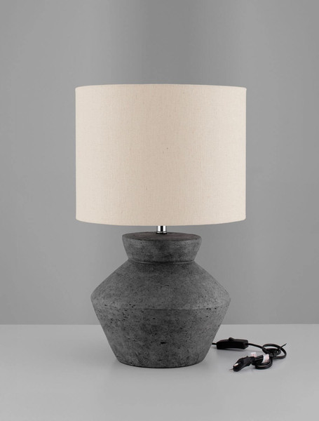 Nova Luce Tischleuchte Plumage E27 Anthrazit Keramik Textil Ø32cm 9001069