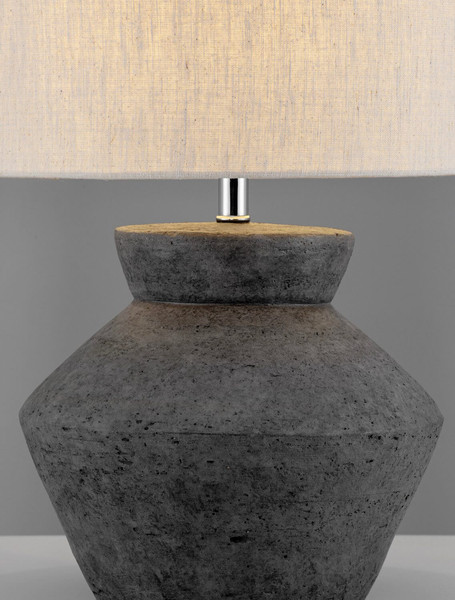 Nova Luce Tischleuchte Plumage E27 Anthrazit Keramik Textil Ø32cm 9001069