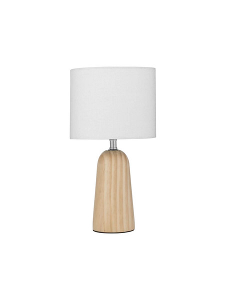 Nova Luce Tischleuchte Oby E27 Natur Leinen Holz Ø16cm 9001080