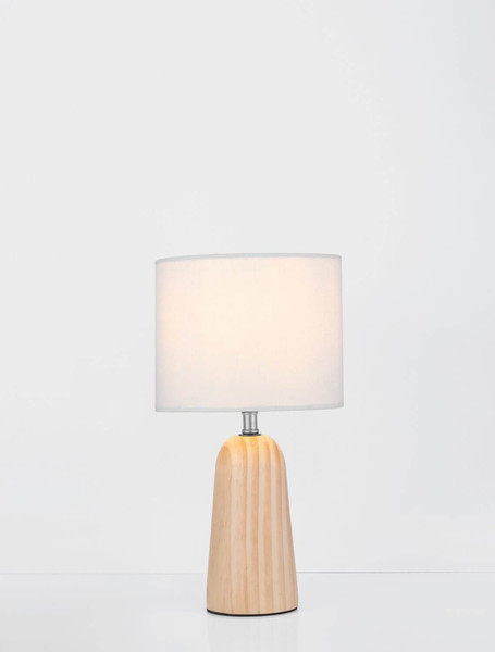 Nova Luce Tischleuchte Oby E27 Natur Leinen Holz Ø16cm 9001080