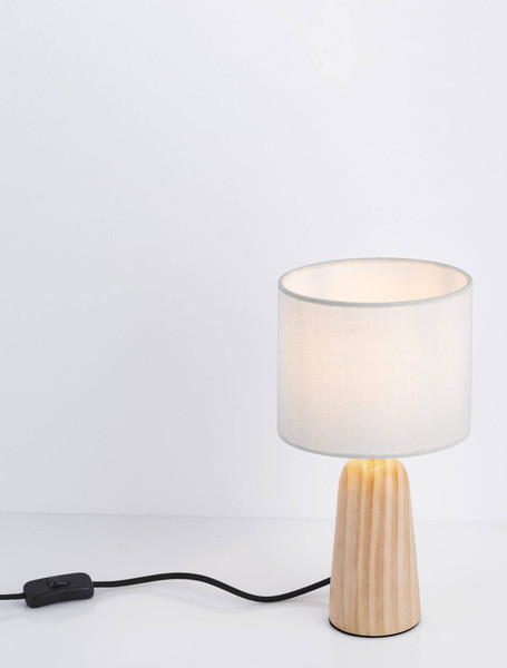 Nova Luce Tischleuchte Oby E27 Natur Leinen Holz Ø16cm 9001080