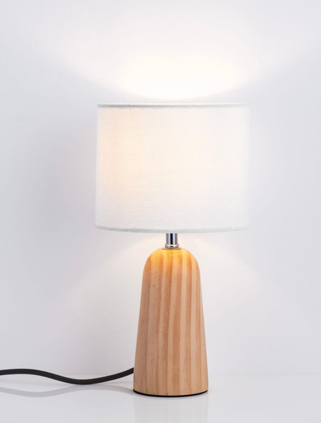 Nova Luce Tischleuchte Oby E27 Natur Leinen Holz Ø16cm 9001080