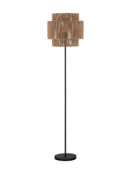 Nova Luce Stehleuchte Lito E27 Schwarz Metall Rattan 145cm 9001081