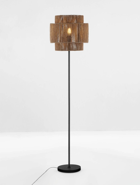 Nova Luce Stehleuchte Lito E27 Schwarz Metall Rattan 145cm 9001081