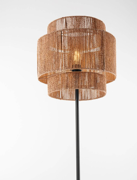 Nova Luce Stehleuchte Lito E27 Schwarz Metall Rattan 145cm 9001081