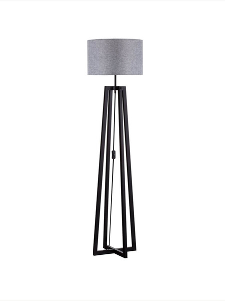 Nova Luce Stehleuchte Artis E27 Grau Schwarz Leinen Holz 165cm 9001082