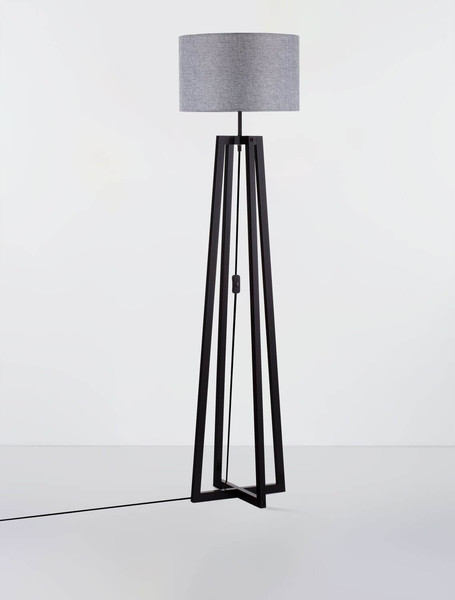 Nova Luce Stehleuchte Artis E27 Grau Schwarz Leinen Holz 165cm 9001082