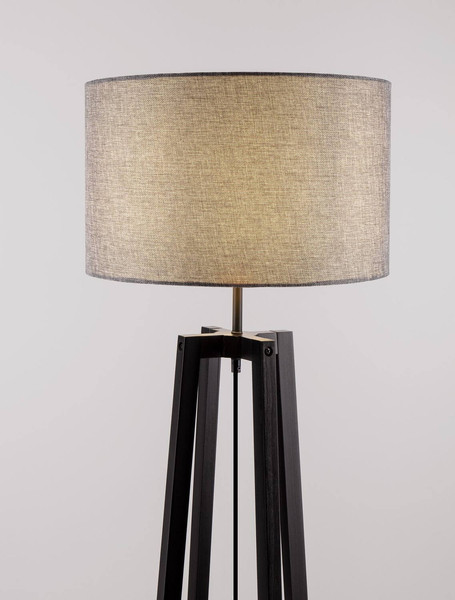Nova Luce Stehleuchte Artis E27 Grau Schwarz Leinen Holz 165cm 9001082