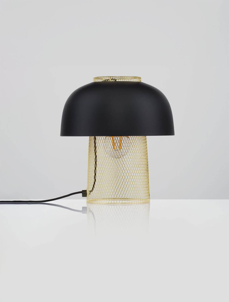 Nova Luce Tischleuchte Sqube E27 Schwarz Gold Metall Ø25cm 9001085