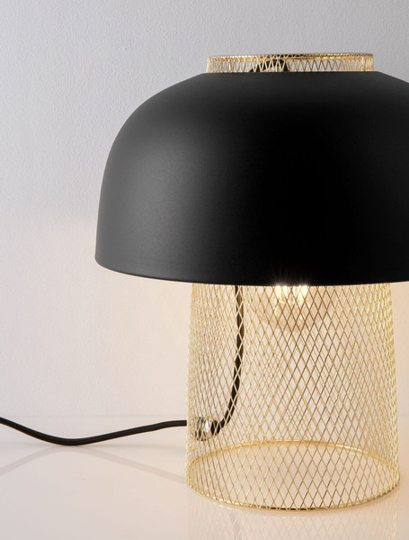 Nova Luce Tischleuchte Sqube E27 Schwarz Gold Metall Ø25cm 9001085