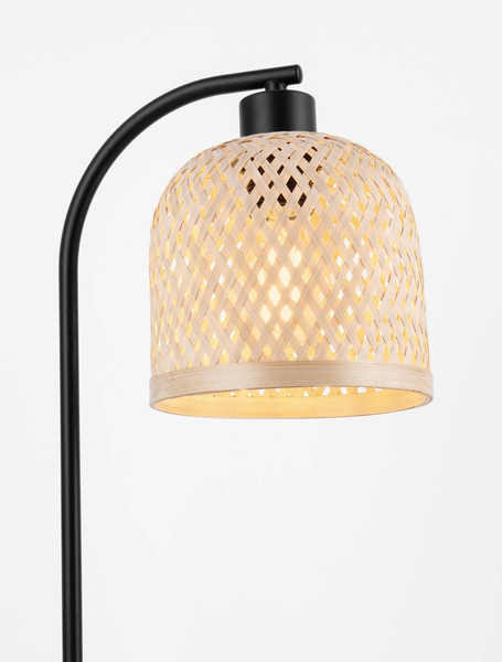 Nova Luce Tischleuchte Intra E27 Natur Schwarz Metall Bambus Ø20cm 9001087
