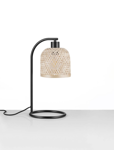 Nova Luce Tischleuchte Intra E27 Natur Schwarz Metall Bambus Ø20cm 9001087