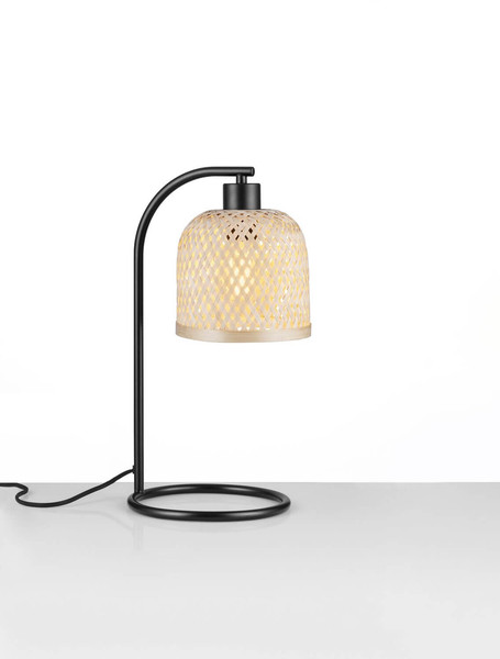 Nova Luce Tischleuchte Intra E27 Natur Schwarz Metall Bambus Ø20cm 9001087
