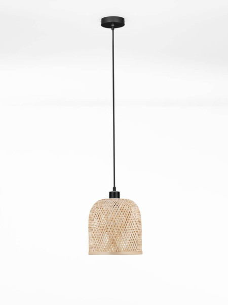 Nova Luce Pendelleuchte Intra E27 Natur Schwarz Metall Bambus Ø23cm 9001089