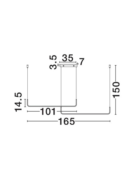 Nova Luce LED Pendelleuchte Strita 42W warmweiss 3200K Schwarz Stahl Aluminium 165x7cm 9001103