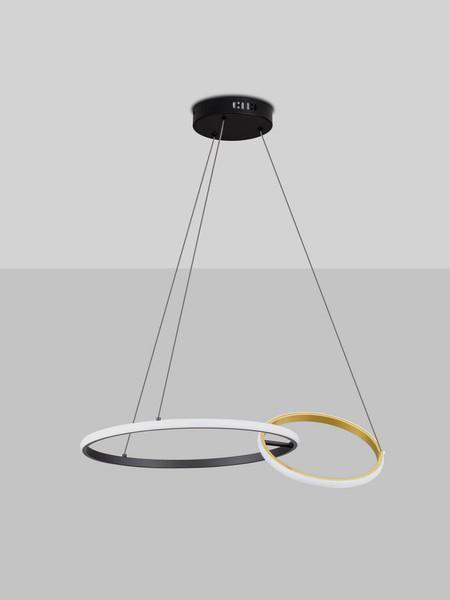 Nova Luce LED Pendelleuchte Imar dimmbar 36W warmweiss 3200K Schwarz Gold Stahl Aluminium 63x46cm 9001108