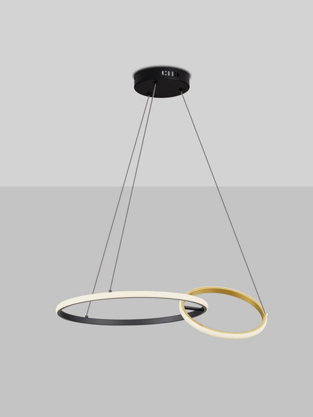 Nova Luce LED Pendelleuchte Imar dimmbar 36W warmweiss 3200K Schwarz Gold Stahl Aluminium 63x46cm 9001108