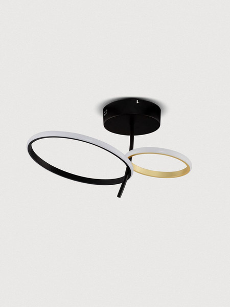 Nova Luce LED Deckenleuchte Imar dimmbar 30W warmweiss 3200K Schwarz Gold Stahl Aluminium 51x34cm 9001110