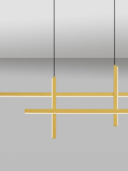 Nova Luce LED Pendelleuchte Antama dimmbar 43W warmweiss 3200K Schwarz Gold Stahl Aluminium 120x5cm 9001111