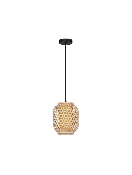 Nova Luce Pendelleuchte Asma E27 Natur Schwarz Stahl Rattan Ø20cm 9001114