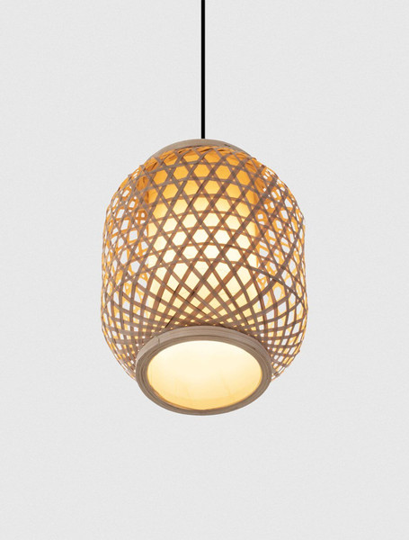 Nova Luce Pendelleuchte Asma E27 Natur Schwarz Stahl Rattan Ø20cm 9001114